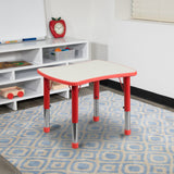 English Elm Commercial Grade 21.875''W x 26.625''L Rectangular Plastic Height Adjustable Activity Table with Grey Top