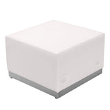 English Elm Commercial Grade Series LeatherSoft Ottoman with Brushed Stainless Steel Base