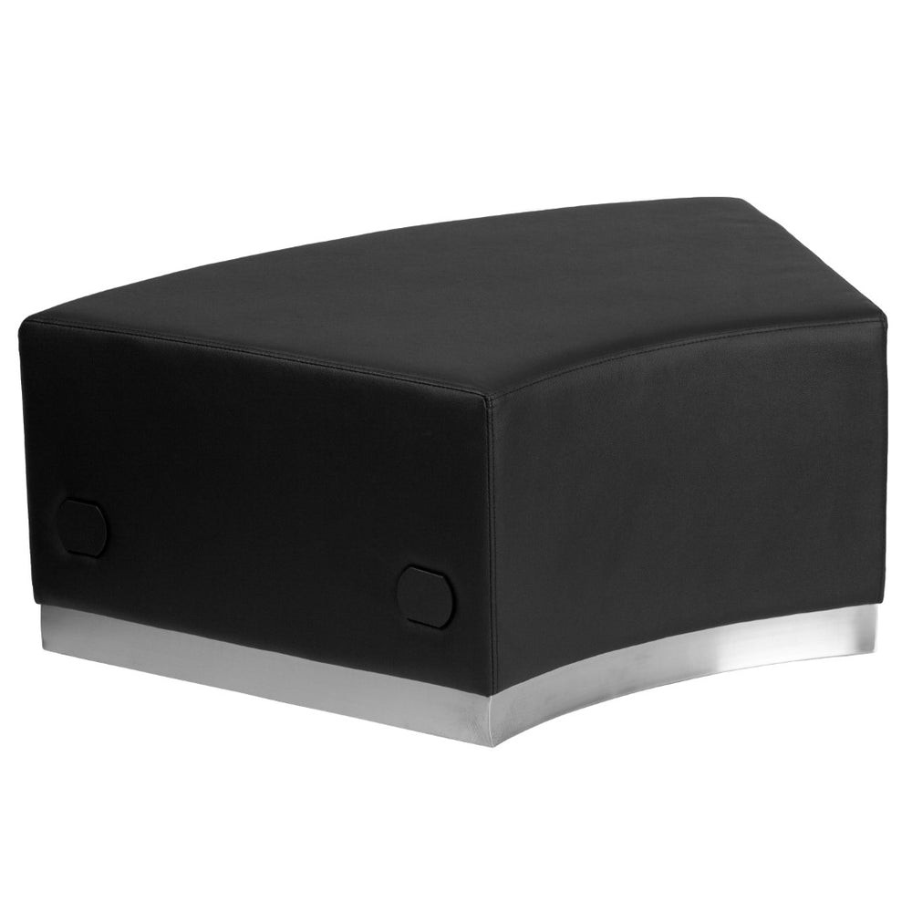 English Elm Commercial Grade Series LeatherSoft Backless Convex Chair with Brushed Stainless Steel Base