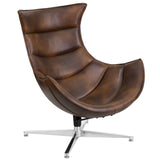 English Elm Commercial Grade LeatherSoft Swivel Cocoon Chair