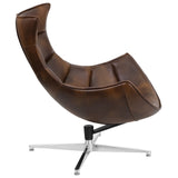 English Elm Commercial Grade LeatherSoft Swivel Cocoon Chair