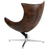 English Elm Commercial Grade LeatherSoft Swivel Cocoon Chair