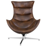 English Elm Commercial Grade LeatherSoft Swivel Cocoon Chair