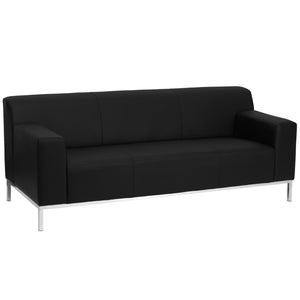 English Elm Commercial Grade Series Contemporary LeatherSoft Sofa with Stainless Steel Frame