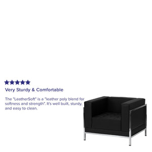 English Elm Commercial Grade Series Contemporary LeatherSoft Chair with Encasing Frame