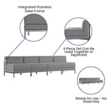 English Elm Commercial Grade Series 4 Piece LeatherSoft Waiting Room Lounge Set - Reception Bench