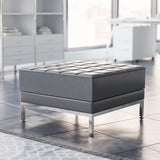 Gray LeatherSoft Modular Ottoman with Stainless Steel Frame - 28