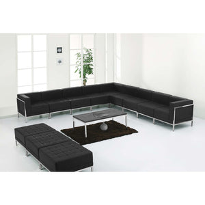 English Elm Commercial Grade Series LeatherSoft Sectional & Ottoman Set, 12 Pieces