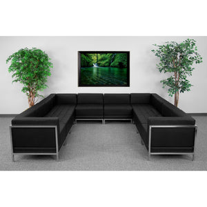 English Elm Commercial Grade Series LeatherSoft U-Shape Sectional Configuration, 10 Pieces