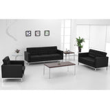 English Elm Commercial Grade Series Contemporary LeatherSoft Loveseat with Stainless Steel Frame