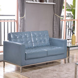 English Elm Commercial Grade Series Contemporary LeatherSoft Loveseat with Stainless Steel Frame