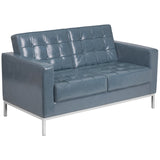 English Elm Commercial Grade Series Contemporary LeatherSoft Loveseat with Stainless Steel Frame