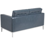 English Elm Commercial Grade Series Contemporary LeatherSoft Loveseat with Stainless Steel Frame