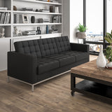 English Elm Commercial Grade Series Contemporary LeatherSoft Sofa with Stainless Steel Frame