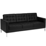 English Elm Commercial Grade Series Contemporary LeatherSoft Sofa with Stainless Steel Frame