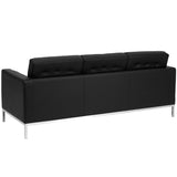 English Elm Commercial Grade Series Contemporary LeatherSoft Sofa with Stainless Steel Frame