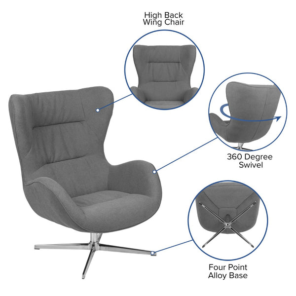 English Elm Commercial Grade Swivel Wing Chair