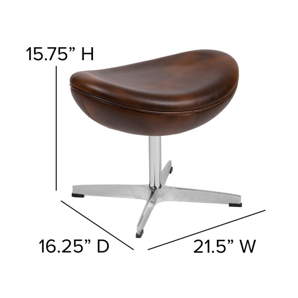 English Elm Commercial Grade Saddle Wing Ottoman