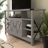 English Elm 60" Modern Farmhouse Tall TV Console Cabinet with Storage Cabinets and Shelves for TV's up to 60",