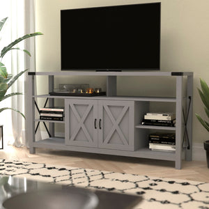 English Elm 60" Modern Farmhouse Tall TV Console Cabinet with Storage Cabinets and Shelves for TV's up to 60",