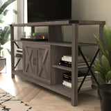 English Elm 60" Modern Farmhouse Tall TV Console Cabinet with Storage Cabinets and Shelves for TV's up to 60",