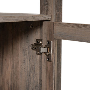 English Elm Modern Farmhouse Wooden Bookcase and Storage Cabinet with Tempered Glass Doors and 3 Upper Shelves