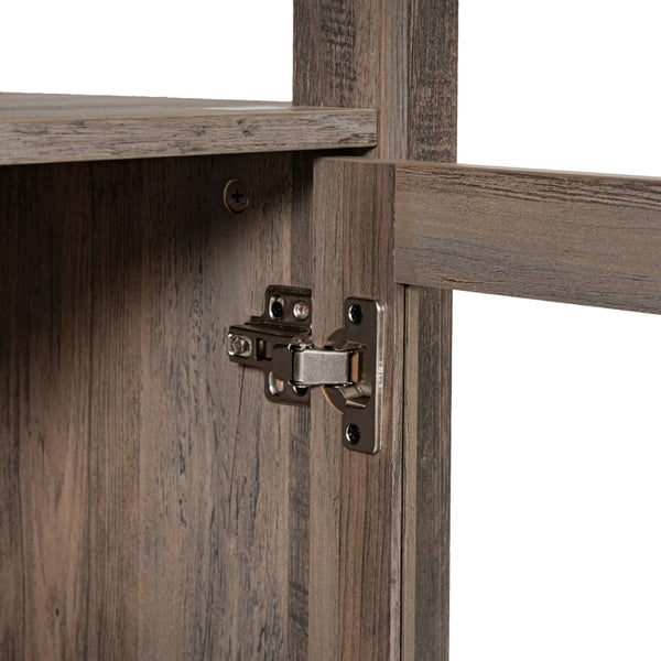 English Elm Modern Farmhouse Wooden Bookcase and Storage Cabinet with Tempered Glass Doors and 3 Upper Shelves