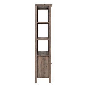 English Elm Modern Farmhouse Wooden Bookcase and Storage Cabinet with Tempered Glass Doors and 3 Upper Shelves