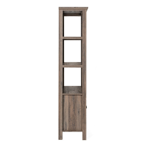 English Elm Modern Farmhouse Wooden Bookcase and Storage Cabinet with Tempered Glass Doors and 3 Upper Shelves