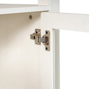 English Elm Modern Farmhouse Wooden Bookcase and Storage Cabinet with Tempered Glass Doors and 3 Upper Shelves