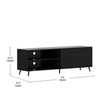 English Elm 65" Mid Century Modern TV Stand for up to 60" TV's with Adjustable Shelf and Storage Drawers,