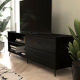 English Elm 65" Mid Century Modern TV Stand for up to 60" TV's with Adjustable Shelf and Storage Drawers,