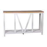 English Elm Farmhouse 2-Tier Console Accent Table - Brushed Finish Engineered Wood Frame - Warm Oak Finish Tabletop - For Entryway or Living Room