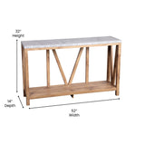 English Elm Farmhouse 2-Tier Console Accent Table -Warm Oak Finish Engineered Wood Frame - Concrete Finish Tabletop - For Entryway or Living Room