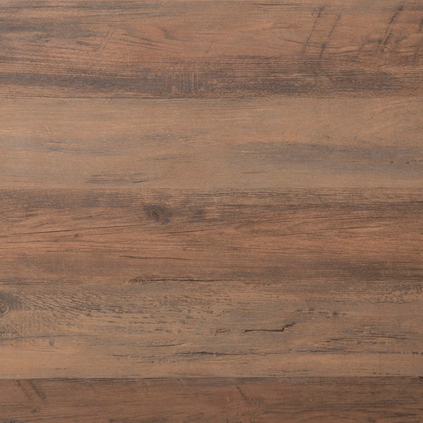 English Elm Modern Farmhouse Wooden 2 Tier End Table with Black Metal Corner Accents and Cross Bracing,