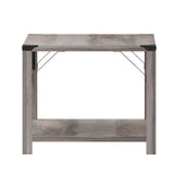 English Elm Modern Farmhouse Wooden 2 Tier Coffee Table with Black Metal Corner Accents and Cross Bracing,