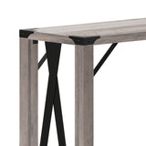 English Elm Modern Farmhouse Wooden 2 Tier Console Entry Table with Black Metal Corner Accents and Cross Bracing,