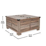 English Elm 35.75" Farmhouse Storage Coffee Table with Hinged Lift Top, Large Coffee Table with Hidden Storage,