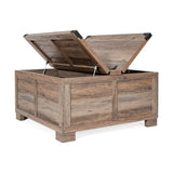 English Elm 35.75" Farmhouse Storage Coffee Table with Hinged Lift Top, Large Coffee Table with Hidden Storage,