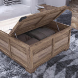 English Elm 35.75" Farmhouse Storage Coffee Table with Hinged Lift Top, Large Coffee Table with Hidden Storage,