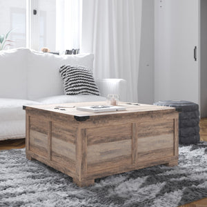 English Elm 35.75" Farmhouse Storage Coffee Table with Hinged Lift Top, Large Coffee Table with Hidden Storage,