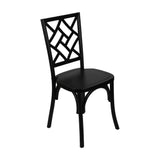 English Elm Commercial Grade Commercial Grade Solid Wood Stackable Dining Chair with Intricate Back Detail