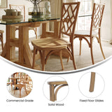 English Elm Commercial Grade Commercial Grade Solid Wood Stackable Dining Chair with Intricate Back Detail