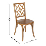 English Elm Commercial Grade Commercial Grade Solid Wood Stackable Dining Chair with Intricate Back Detail