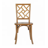 English Elm Commercial Grade Commercial Grade Solid Wood Stackable Dining Chair with Intricate Back Detail