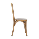 English Elm Commercial Grade Commercial Grade Solid Wood Stackable Dining Chair with Intricate Back Detail