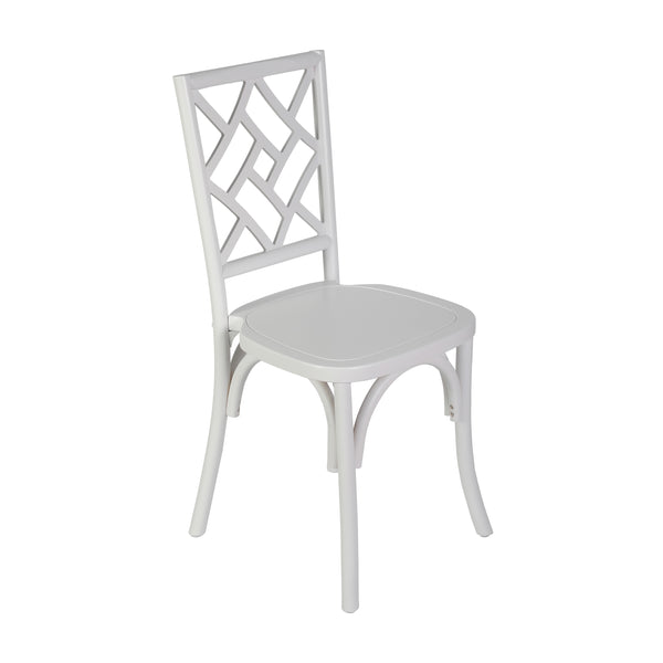 English Elm Commercial Grade Commercial Grade Solid Wood Stackable Dining Chair with Intricate Back Detail