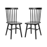 English Elm Commercial Grade - Set of 2 Commercial Grade Windsor Dining Chairs, Solid Wood Armless Spindle Back Restaurant Dining Chairs