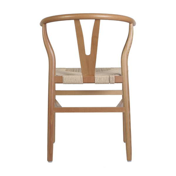 English Elm Commercial Grade Commercial Grade Wishbone Style Wood and Kraft Paper Stackable Dining Chair with Oak/Natural Finish