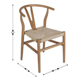 English Elm Commercial Grade Commercial Grade Wishbone Style Wood and Kraft Paper Stackable Dining Chair with Oak/Natural Finish